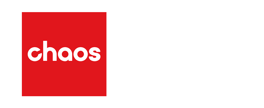 Chaos Group company logo on a red background.