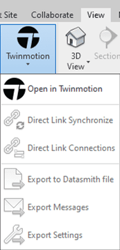 Twinmotion Menu on the Revit View Tab