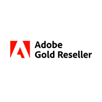 Adobe Gold Reseller logo with Adobe's red 'A' icon and the words 'Adobe Gold Reseller' in black.