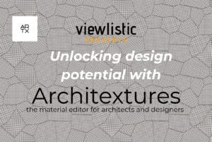 Promotional graphic for Viewlistic featuring a textured background with the words 'Unlocking design potential with Architextures' and the 'AR TX' logo.